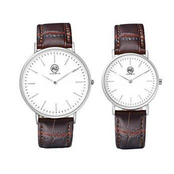 [macyskorea] AIBI Waterproof Brown Leather His & Hers Ultra-thin Case Pair Watches for Cou/9951469