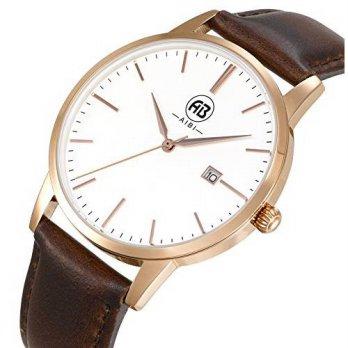 [macyskorea] AIBI Waterproof Mans Brown Leather Ultra-thin Luxury Rose-gold Case Stainless/9530588