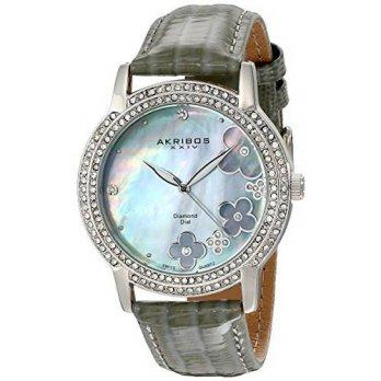 [macyskorea] Akribos XXIV Womens AK580GY Lady Diamond Swiss Quartz Diamond Dial Leath/9954117