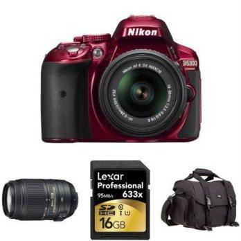 [macyskorea] Amazon Nikon D5300 (Red) with 18-55mm and 55-300mm Lenses (Red) + Accessories/7070317