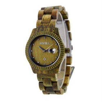 [macyskorea] Bewell Handmade Round Wooden Watch Made with Natural Wood in Green for Women /9953759