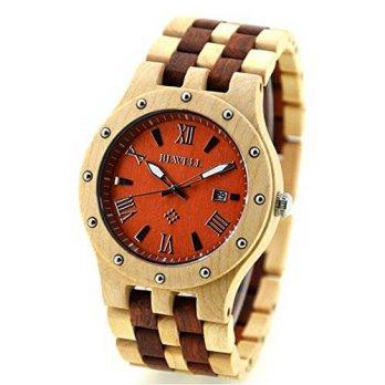 [macyskorea] Bewell USA Two Tone Handmade Wooden Watch Made with Natural Red Sandalwood an/9954359