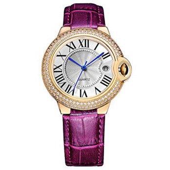 [macyskorea] Binger BINGER Womens Date Dress Watch Gold Roman Numerals With Diamond Stainl/9530430