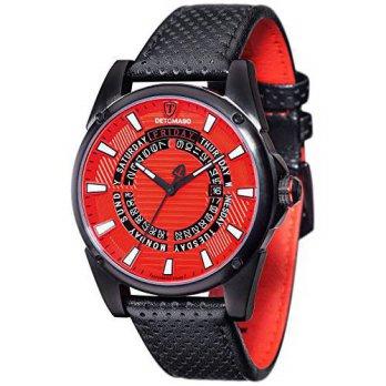 [macyskorea] DeTomaso DETOMASO BUSINESS PUNK Mens Watch Quartz Black/Red Dial Analog Leath/9528913