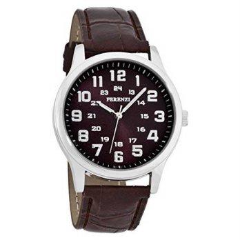 [macyskorea] Ferenzi Mens | Classic Silver Watch with Mahogany Croc Band | FZ16901/9530397