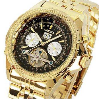 [macyskorea] GuTe Mechanical GuTe Luxury Golden Mens Automatic Mechanical Wrist Watch Blac/9776424