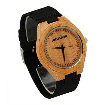 [macyskorea] Ideashop Mens Quartz Bamboo Wooden Watch With Genuine Cowhide Leather Band Ca/9530098