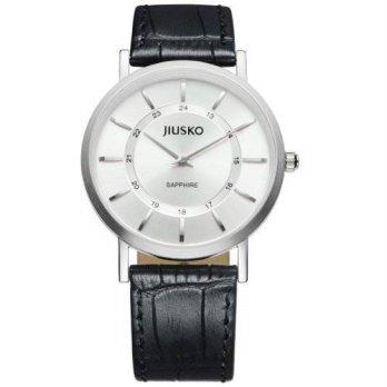 [macyskorea] JIUSKO Mens Luxury Black Leather 24 Hour Display Quartz Slim Dress Watch/9951839