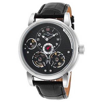 [macyskorea] Lucien Piccard Mens Cosmos Automatic Stainless Steel and Black Leather Casual/9530553