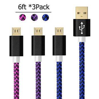 [macyskorea] Micro Cable, Boxeroo 3-Pack Colorful 6ft Premium Sturdy Nylon Braided High Sp/9130009