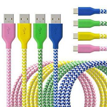 [macyskorea] Micro USB Cable, 4-Pcs 6ft(2M)Ansfen Premium Nylon Braided Tangle-Free USB 2./9130172