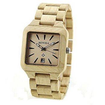 [macyskorea] Niceshop Mens Square Wood Watches Adjustable White Maple Date Calendar Functi/9530124