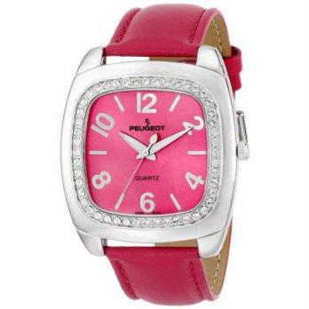 [macyskorea] Peugeot Womens 310FS Silver-Tone Swarovski Crystal Accented Fuchsia Leat/9953604