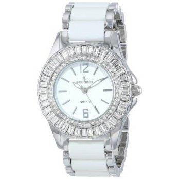 [macyskorea] Peugeot Womens 7066S Crystal Accented Silver Tone White Acrylic Link Wat/9953605