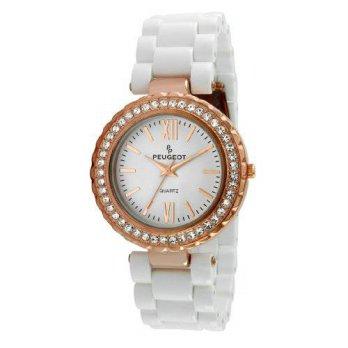 [macyskorea] Peugeot Womens 7067WR Rose Gold Crystal Bezel White Acrylic Watch/9952014