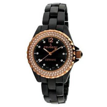 [macyskorea] Peugeot Womens PS4892BR Swiss Ceramic Swarovski Crystal Black Dial Watch/9952010