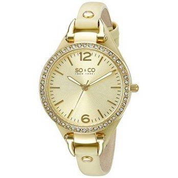 [macyskorea] SO&CO New York Womens 5061.3 SoHo Quartz Gold Tone Case Light Green Slim Leat/9776488