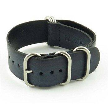 [macyskorea] StrapsCo 20mm Charcoal Black Vintage Nato Zulu G10 Leather Watch Strap with P/9776287