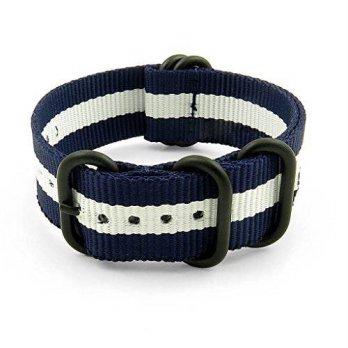 [macyskorea] StrapsCo 22mm Navy Blue / White G10 Ballistic Nylon Nato Zulu Watch Strap w/ /9776565