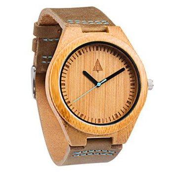 [macyskorea] Treehut Mens Wooden Bamboo Watch with Genuine Brown Leather Strap Quality Miy/9530269