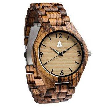 [macyskorea] Treehut Mens Zebrawood Wooden Watch with All Zebrawood Wood Strap Quartz Anal/9530540