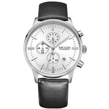 [macyskorea] VOEONS Voeons Mens Casual Wrist Watch Silver White Chronograph Leather Black/9529178