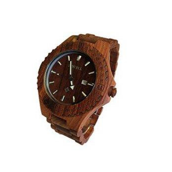 [macyskorea] Watch Gnome BEWELL Modern & Elegant Mens Solid Red Sandal Wood Calendar Wrist/9528387