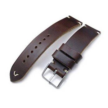 [poledit] 20mm MiLTAT Horween Chromexcel Watch Strap, Matte Brown, Beige Stitching (T1)/12681712