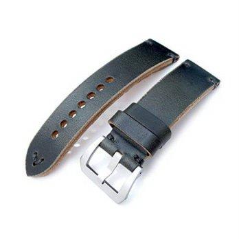 [poledit] 24mm MiLTAT Horween Chromexcel Watch Strap, Blackish Green, Grey Stitching (T1)/12678468