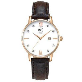 [poledit] AIBI Lady Collection Waterproof Rose Gold Case Brown Leather Strap Analog Quartz/12664973