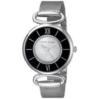 [poledit] Anne Klein Women`s AK/2151MPSV Glitter Accented Dial Silver-Tone Mesh Bracelet W/12434590