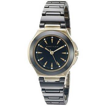 [poledit] Anne Klein Women`s AK/2176BKGB Crystal Accented Gold-Tone and Black Ceramic Brac/12434240