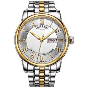 [poledit] BUREI Men`s SM-15012-1-P52AG Day and Date Stainless Steel Automatic Watch with R/12682415