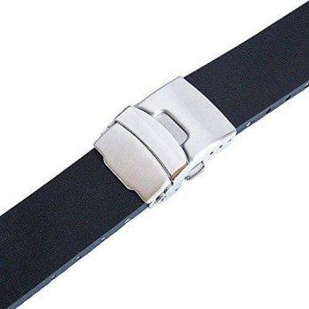 [poledit] Bonetto Cinturini 22mm Black Rubber Mens Watch Strap Model 300L/12950317