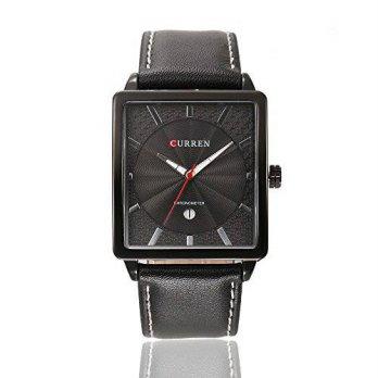 [poledit] CURREN Mens Leisure Rectangle Shape PU Leather Band Analog Quartz Calendar Wrist/12673875