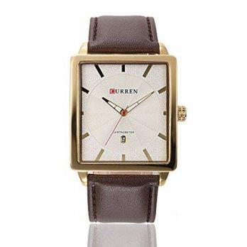 [poledit] CURREN Mens Leisure Rectangle Shape PU Leather Band Analog Quartz Calendar Wrist/12678026