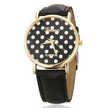 [poledit] Chuvora Womens Black and White Polka Dot Numberless Fashion Wrist Watch (T1)/12950774