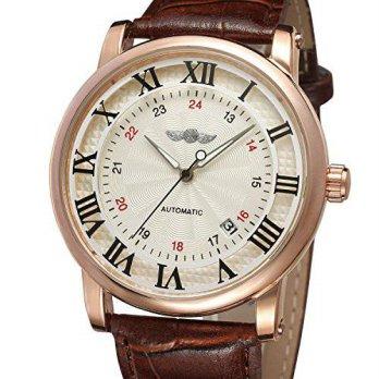 [poledit] Fanmis Mens Fashion Automatic Watch with Analog Display Brown Leather Date Watch/12952112