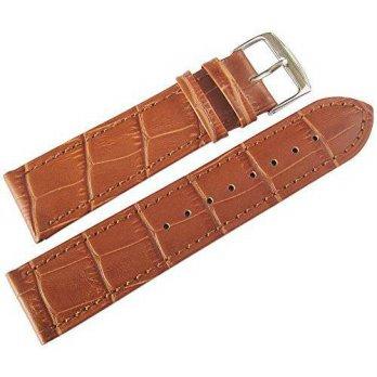 [poledit] Fluco Crocodile-Grain 22mm Tan Leather German-Made Mens Watch Strap/12586482