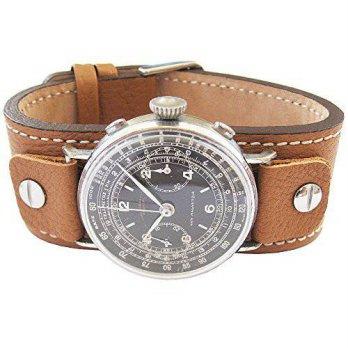 [poledit] Fluco Vigo 18mm Riveted Tan Leather Cuff Wire Lug Mens Watch Strap/12586367