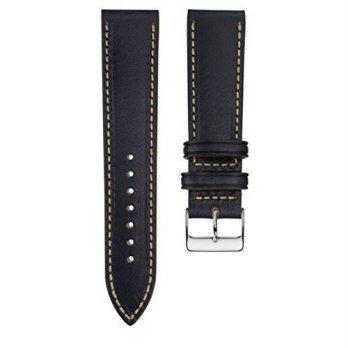 [poledit] Geckota Genuine Italian Leather Handmade Watch Band in Dark Blue with Polished B/12681721