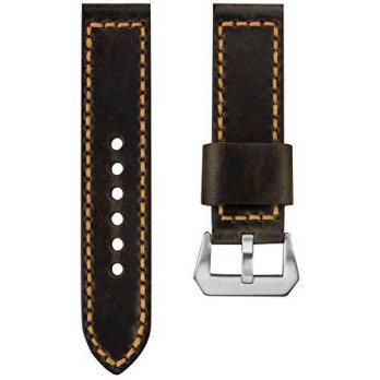 [poledit] Geckota Genuine Italian Leather Handmade Watch Band with Pre-V Buckle, Dark Brow/12681710