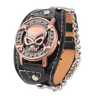 [poledit] GothRider Skull Leather Bracelet Watch/12664790