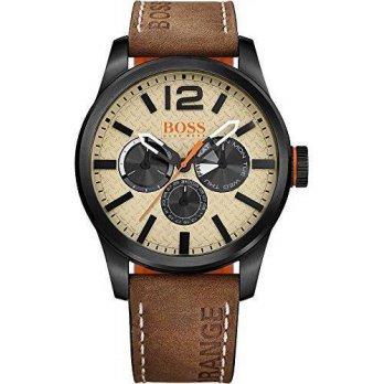 [poledit] HUGO BOSS Hugo Boss Orange Men`s 44mm Brown Leather Band IP Steel Case Quartz Be/12681994