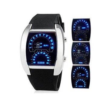 [poledit] International Unisex Car Dashboard Design Dial LED Sports Watch with Rubber Stra/12435554