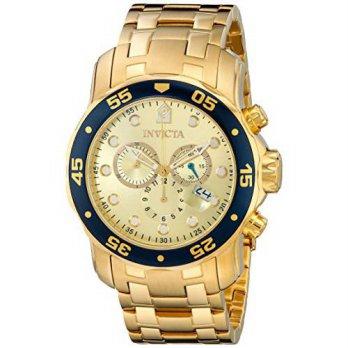 [poledit] Invicta Mens Pro Diver Scuba Swiss Chronograph Champagne Dial 18k Gold Plated Wa/13110846