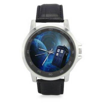 [poledit] Kmall Watch Doctor Who Tardis Unisex Stainless Steel Leather Strap Waterproof Ba/12431957