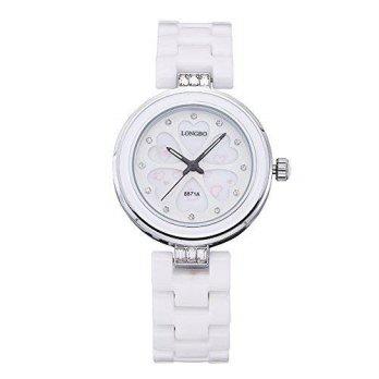 [poledit] LONGBO Womens White Dial Diamond Accented Fashion Ceramic Quartz Wrist Watch (T1/12665072