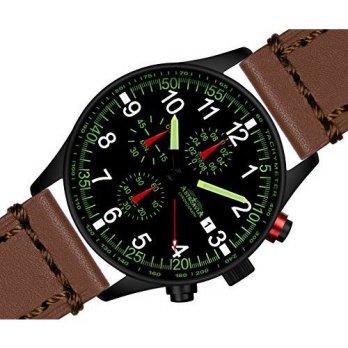 [poledit] N37BL6 42mm Astroavia Men`s Quartz Watch with Black Dial Chronograph Display lea/12673649