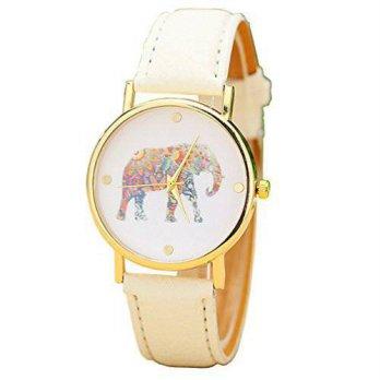 [poledit] New Fashion Stylish Geneva Elephant Printing Women/girl Casual Watch Quartz Watc/12666610